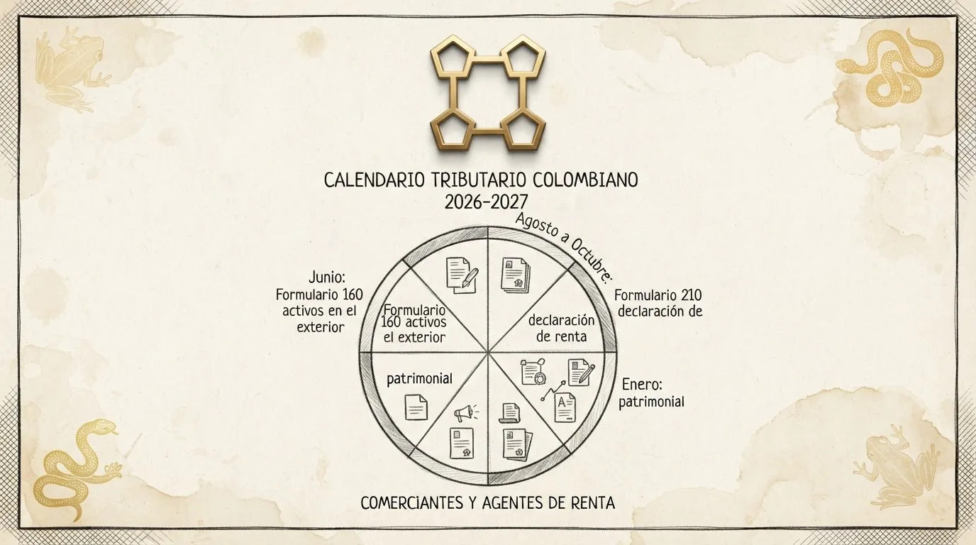 Calendario tributario del trader en Colombia: Formulario 160 en junio y Formulario 210 entre agosto y octubre