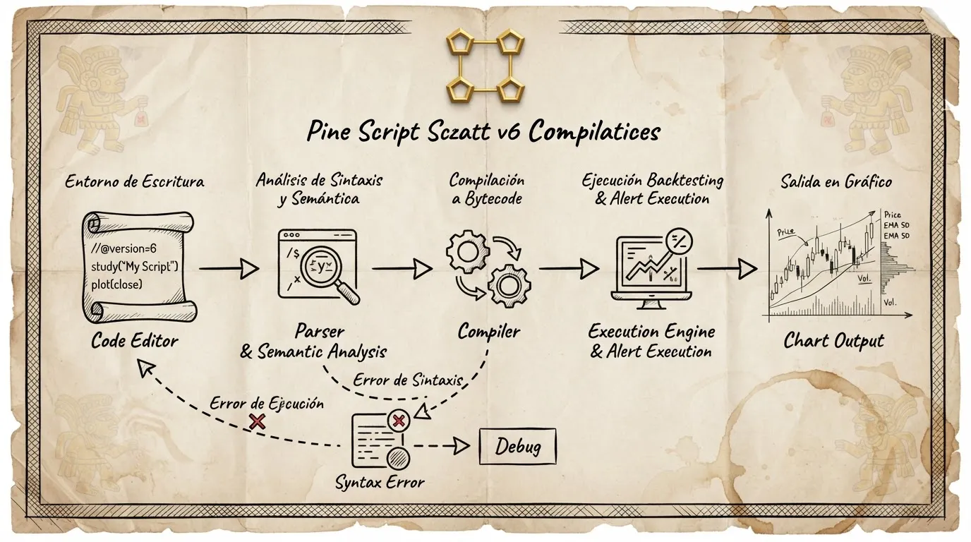Diagrama de compilación y ejecución de scripts en Pine Editor de TradingView