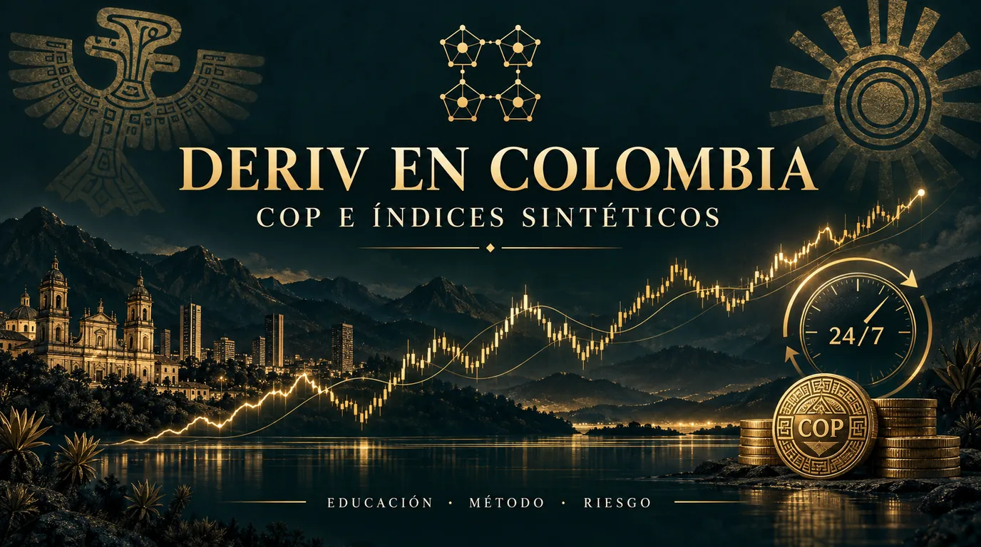 Ilustración educativa de índices sintéticos, pesos colombianos y disponibilidad continua