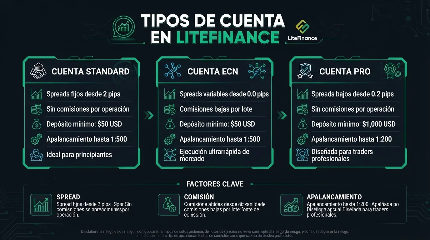 Comparativa de tipos de cuenta en LiteFinance para traders colombianos
