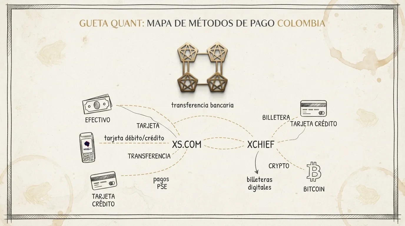 Métodos de pago disponibles en brokers internacionales para traders colombianos: Nequi, PSE, tarjeta, transferencia y criptomonedas