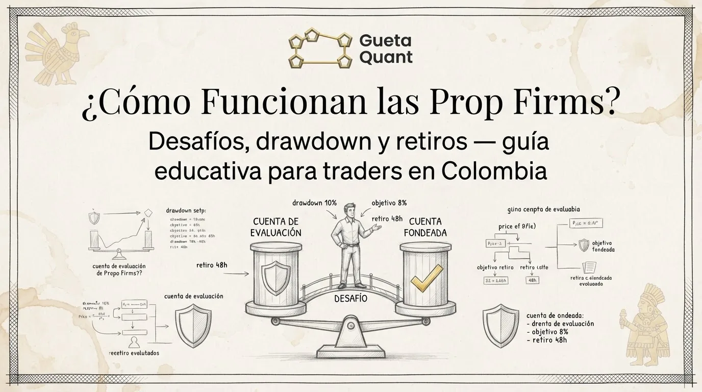 Infografía Muisca: cómo funcionan las prop firms, del desafío a la cuenta fondeada
